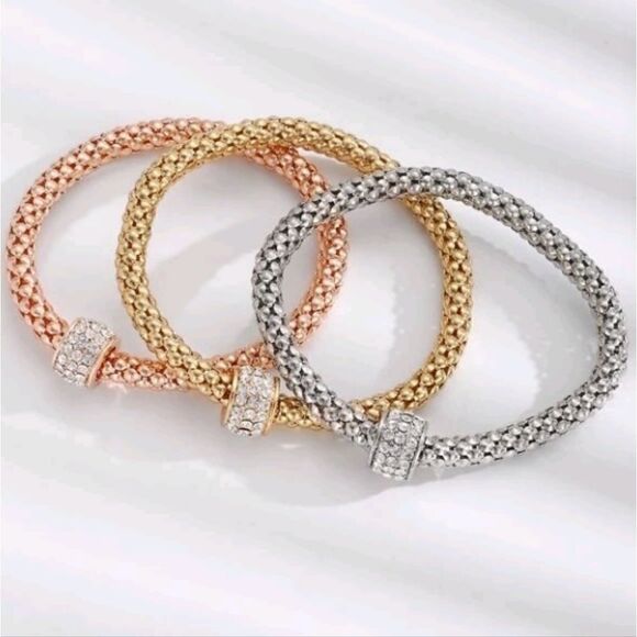 3pc Ring Charm Popcorn Chain Bracelet Set - Picture 2 of 3